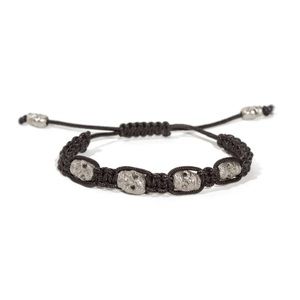 Armenta Black Silver Skull Pull Bracelet